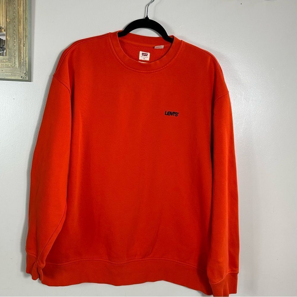 Levi's Orange Crewneck Sweater with Ribbed Cuffs